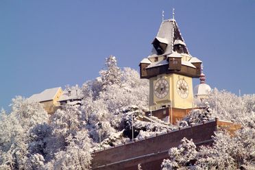 Grazer Uhrturm im Winter